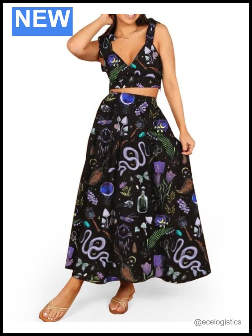 Women 2 Piece Maxi Skirt Set Cotton Tank Top Summer Vacation Outfit